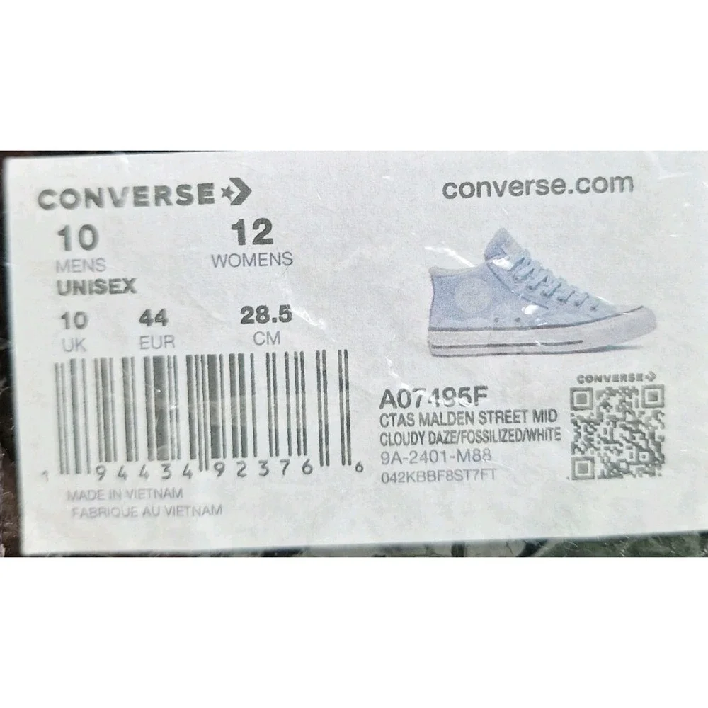 Converse CTAS Malden Street Mid Light Blue Cloudy Daze Men Sz 10 Casual Sneakers